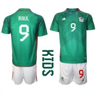 Mexico Raul Jimenez #9 Fotballklær Hjemmedraktsett Barn VM 2022 Kortermet (+ korte bukser)